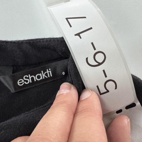 eShakti Dress Womens 0 Black Fit Flare Keyhole Cotton Spandex Short Sleeve - Picture 3 of 7